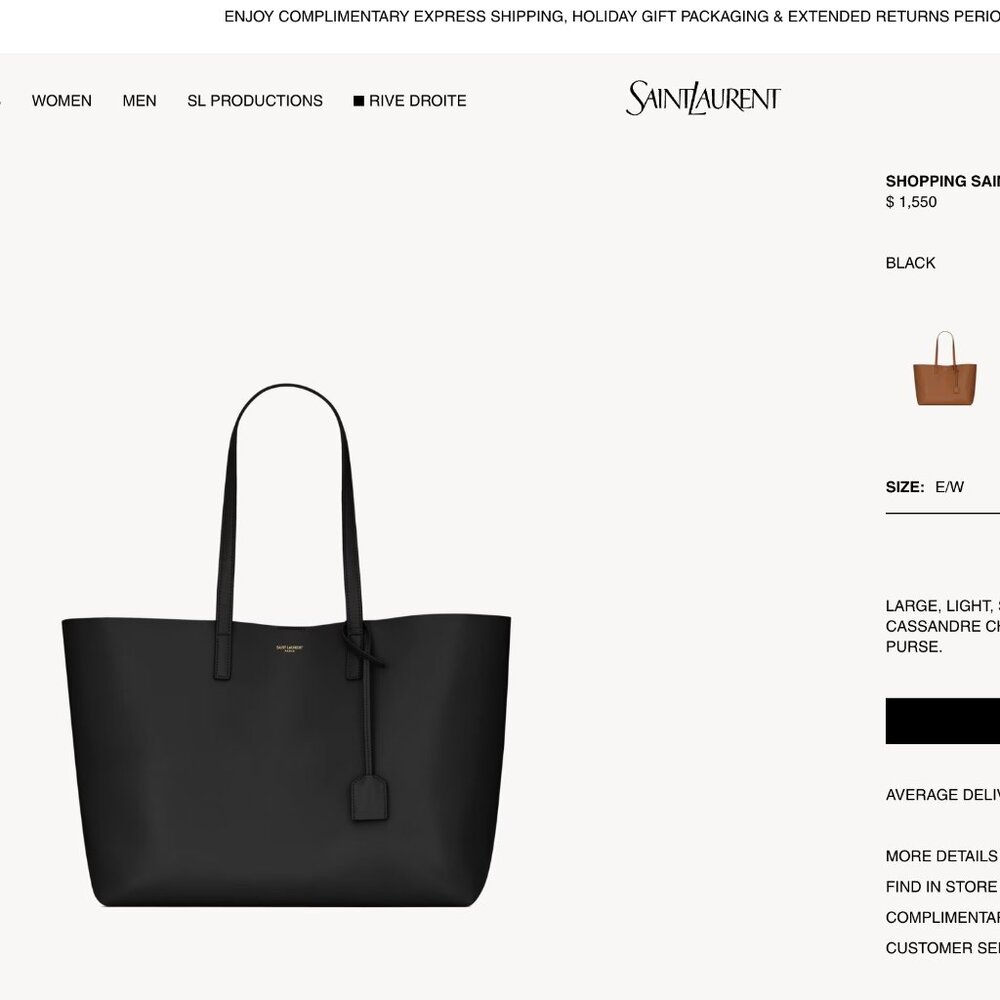 Saint Laurent Shopping Saint Laurent Leather Tote Bag